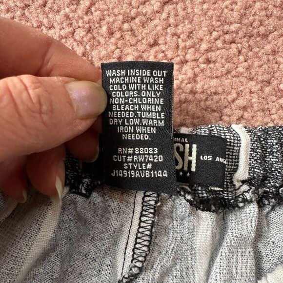 American REWASH Large linen blend rope tie shorts boho pockets fringe grommets - Picture 5 of 5